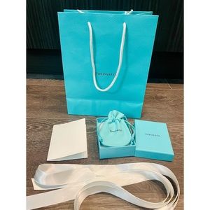 Tiffany & Co Shopping Bag, Box, Pouch, Receipt Envelope and 2 White Ribbons